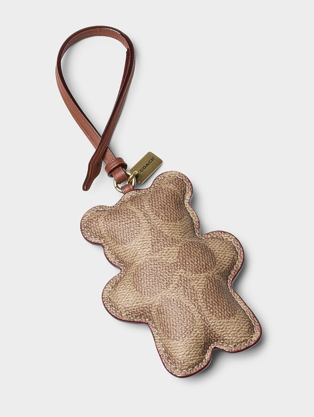 *NWT* COACH Bear Puffy Bag Charm In Tan Caramel Signature Canvas